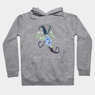 Floral Monogram X Wild Blue Flowers Hoodie